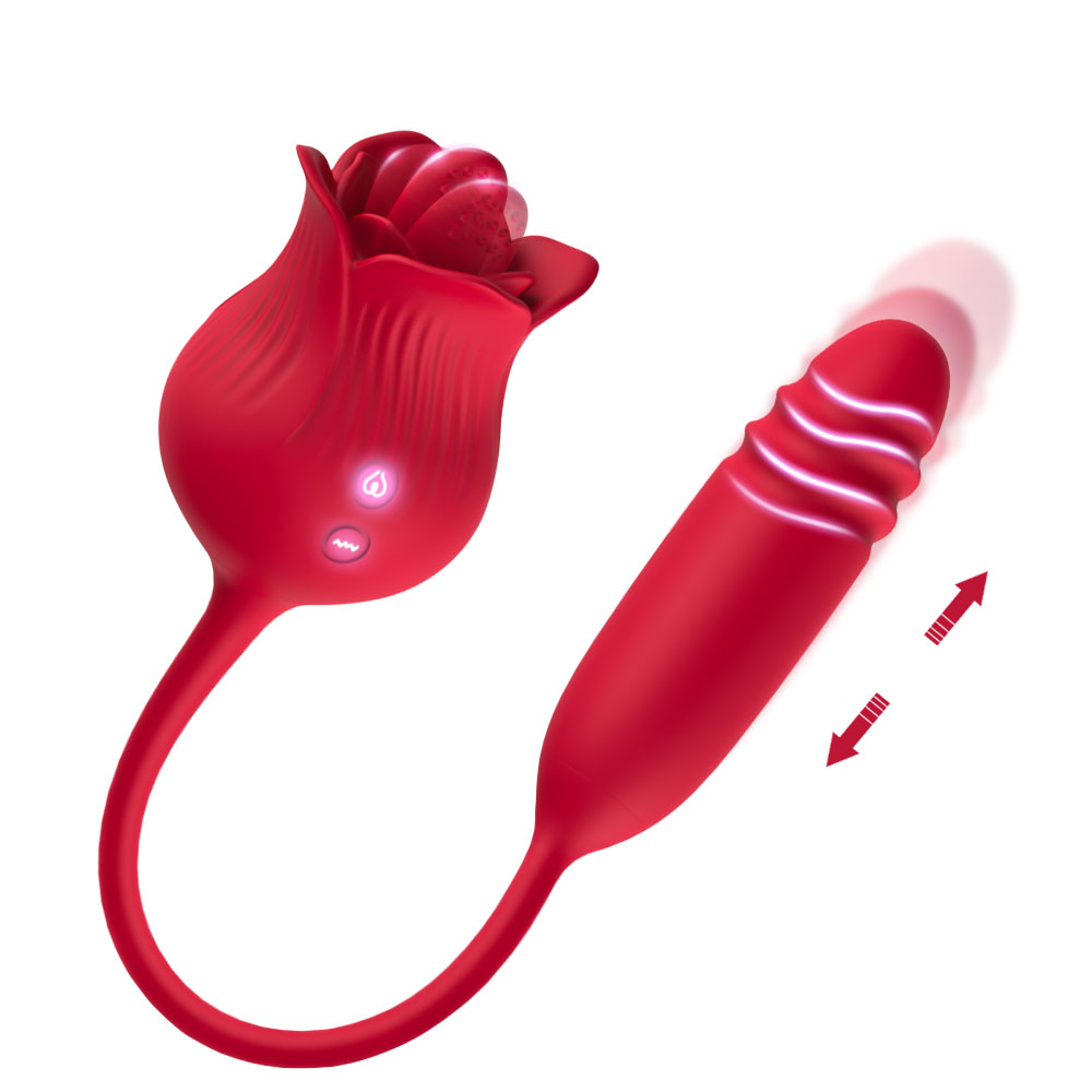 PRIME TOYS Roselip Şarjlı İleri Geri ve Dil Hareketli 2 in 1 Klitoris Uyarıcı Gül Vibratör