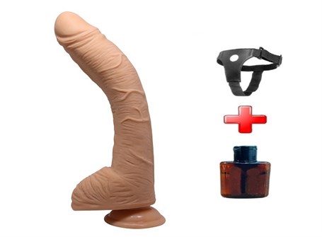 28 cm Belden Bağlamalı Gerçekçi Kalın Dildo Penis - Alex