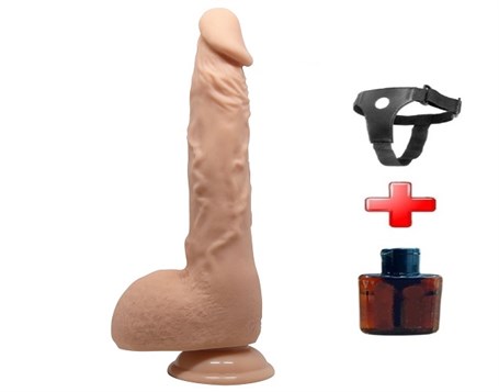 24 cm Belden Bağlamalı Realistik Vantuzlu Dildo Penis