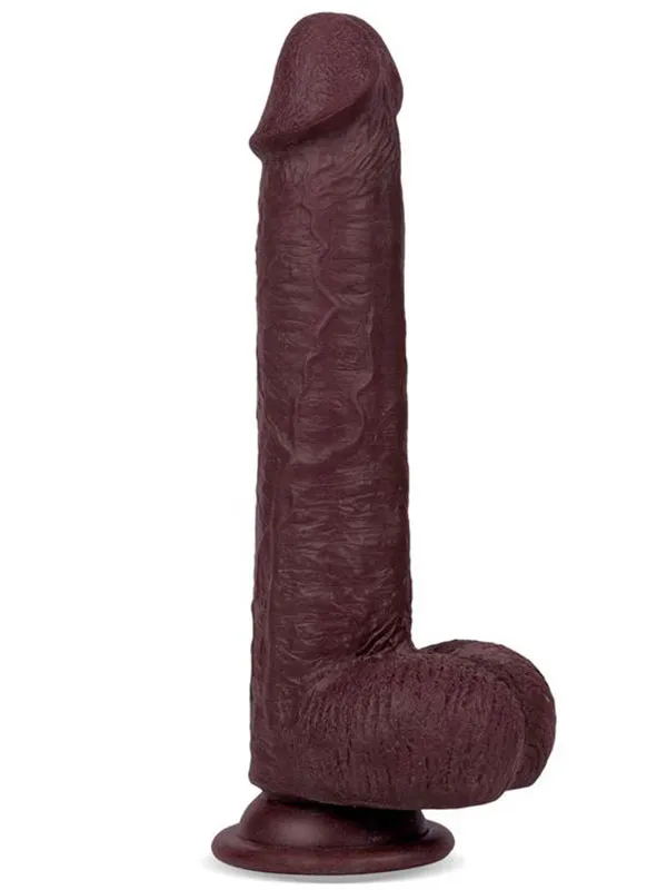 8" Dual Layer Oynar Derili Realistik Siyah Penis 20 cm