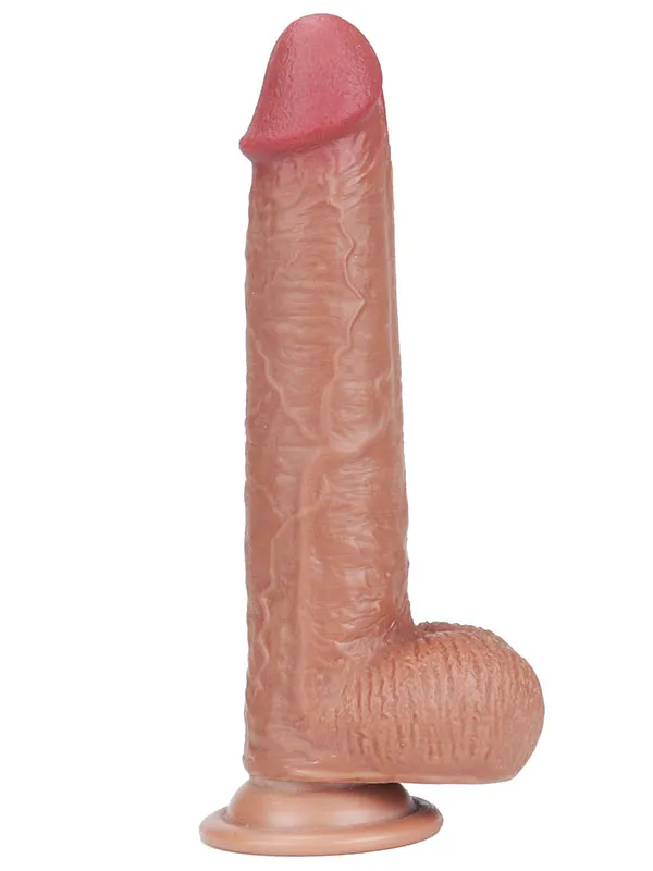 8" Dual Layer Oynar Derili Realistik Melez Penis 20