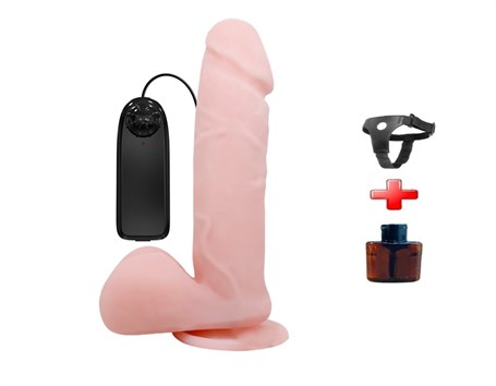 19,5 cm Belden Bağlamalı Titreşimli Vibratör Realistik Penis Dildo - Dong