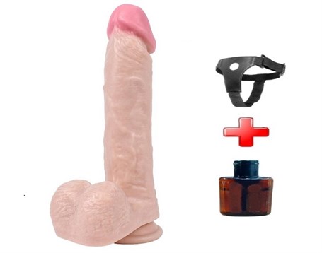 22 cm Belden Bağlamalı Realistik Vantuzlu Dildo Penis