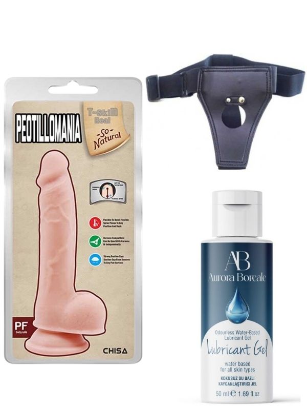 Belden Bağlamalı Kayganlaştırıcı Set Peotillomania 19.5cm Gerçekçi Dildo