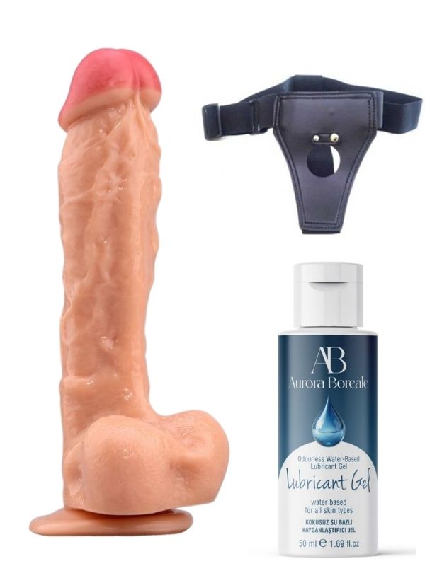 Belden Bağlamalı Kayganlaştırıcı Set Noctis 23cm Realistik Dildo No:22