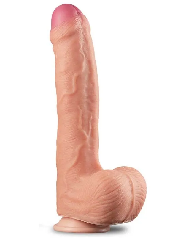 Çift Katmanlı Platinyum Silikon Realistik Dildo 28 cm