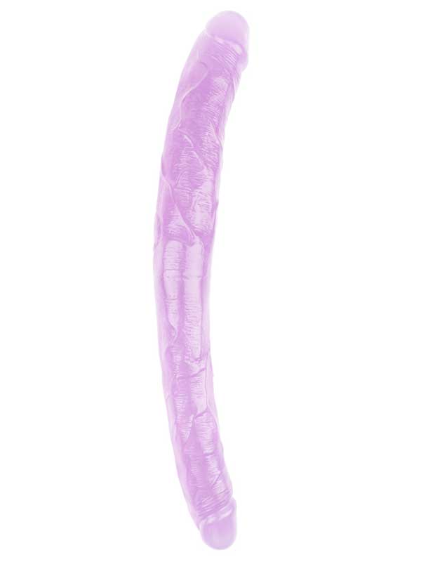 Hi-Rubber Şeffaf Jel Çift Taraflı Dildo - 45cm Mor